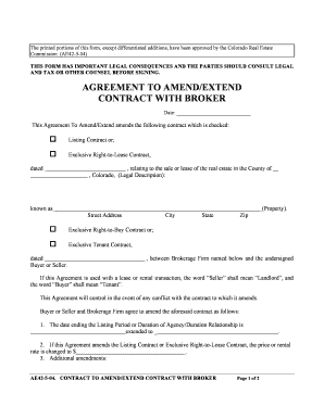 Colorado Contract to Amend/Extend Contract with Broker