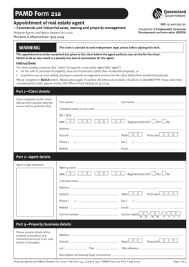 Queensland Commercial Property Agent Appointment Form