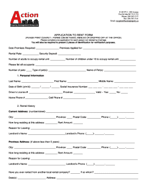 British Columbia Tenant Application Form