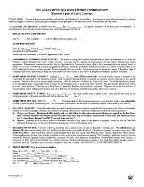 Knollwood Condominium Pet Agreement
