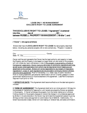 Exclusive Right to Lease Agreement