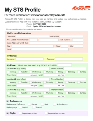 Sprint TRS Customer Profile Form