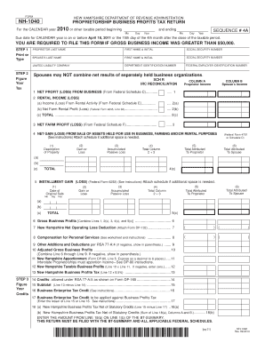 New Hampshire Proprietorship Business Profits Tax Return