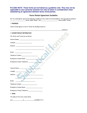 Home Rental Agreement Guideline