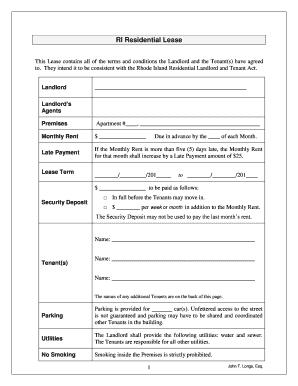 Rhode Island Residential Lease Agreement