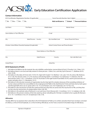 Early Education Certification Application