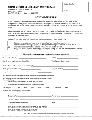 Lost Wages Form - Fill Online, Printable, Fillable, Blank | pdfFiller