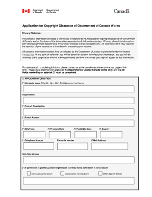 Application for Copyright Clearance of Government of Canada Works
