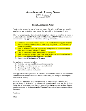 Arizona Rental Application Form