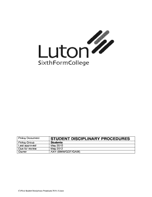 STUDENT DISCIPLINARY PROCEDURES - Luton Sixth Form College