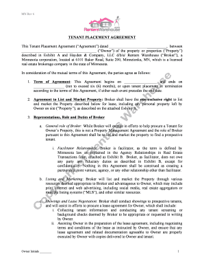 Minnesota Tenant Placement Agreement