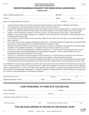 Clark County School District Medication Assistance Request