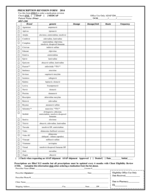 Prescription Revision Form