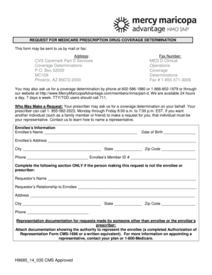 Medicare Prescription Drug Coverage Determination Form