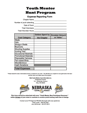 pheasant forever expense report form