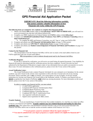 Averett University GPS Financial Aid Application Packet
