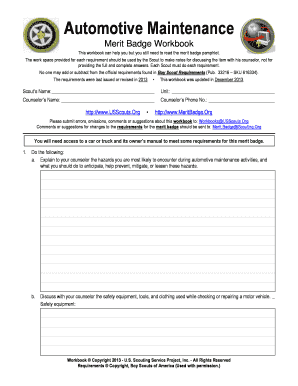 Automotive Maintenance Merit Badge Workbook