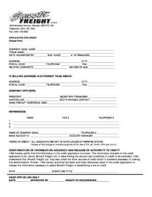 Application for Credit