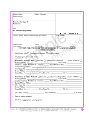 Colorado Dissolution of Marriage Petition