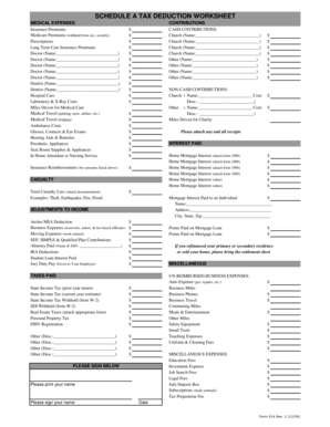 Schedule A Tax Deduction Worksheet