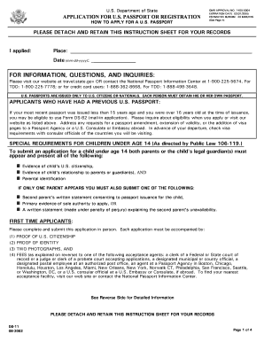 US Passport Application Form DS-11