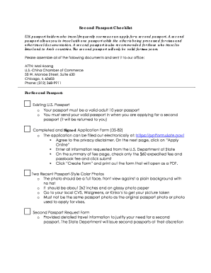 Second Passport Application Checklist