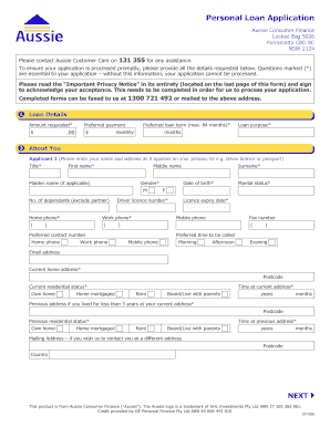 Aussie Personal Loan Application