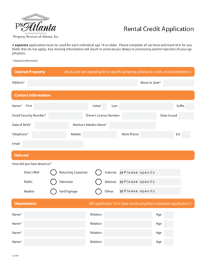 Rental Credit Application