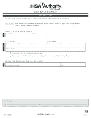 HSA Name Change Form