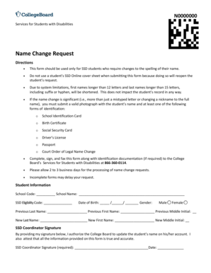 Name Change Request for SSD Students