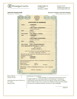 Certificate of Marriage Translation
