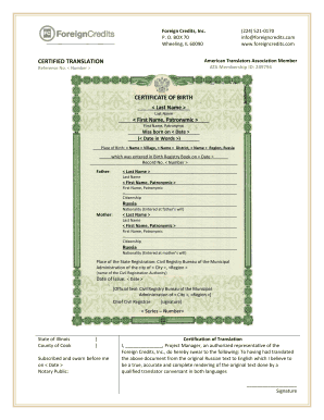 Birth Certificate Translation