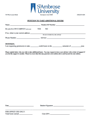 Petition to Take Additional Hours