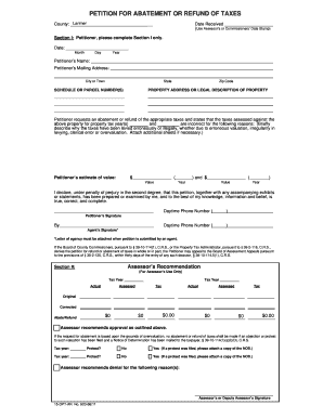 Petition for Abatement or Refund of Taxes