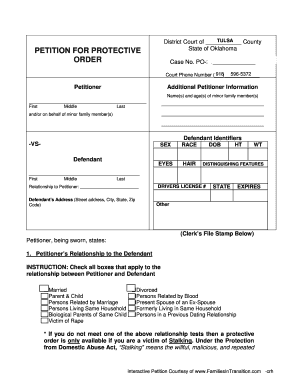 Oklahoma Protective Order Petition
