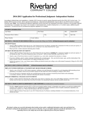 2014-2015 Application for Professional Judgment