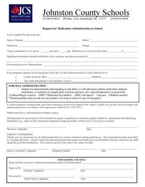 Request for Medication Administration in School