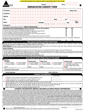 Influenza Immunization Consent Form