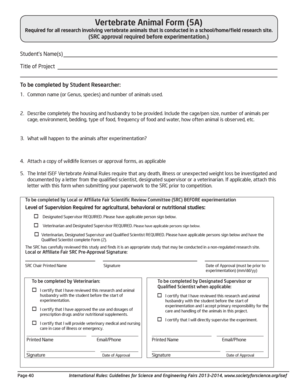 Vertebrate Animal Research Form