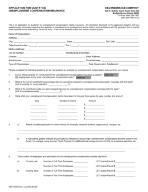 Unemployment Compensation Insurance Quotation Application