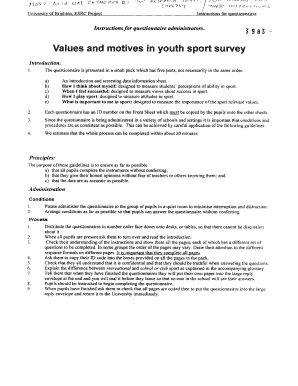 Values and Motives in Youth Sport Survey