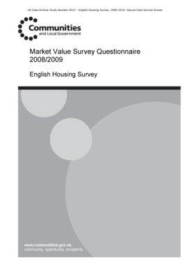 Market Value Survey Questionnaire 2008-2009