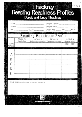 Reading Readiness Profile