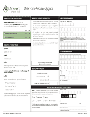 Associate Upgrade Order Form