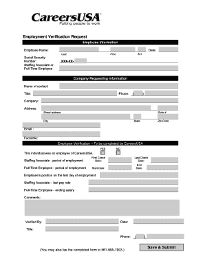 Employment Verification Request Save & Submit - CareersUSA