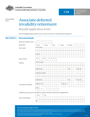 CSS Associate Deferred Invalidity Retirement Benefit Application Form
