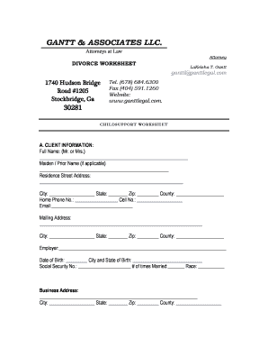 Divorce Worksheet