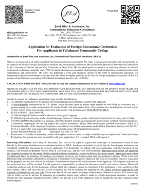 Application for Evaluation of Foreign Educational Credentials