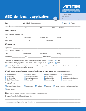 ARRS Membership Application Form