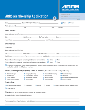 ARRS Membership Application